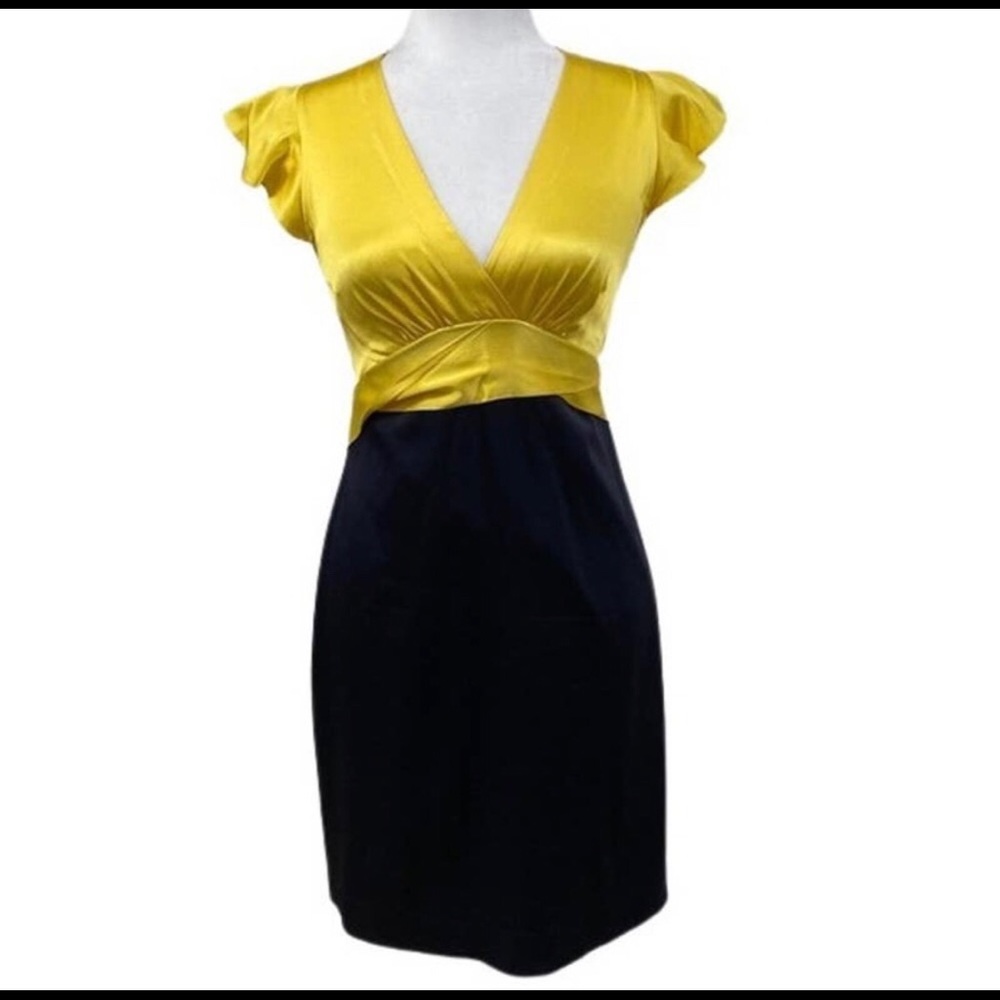BCBG yellow and Black cocktail dress